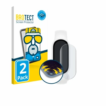 Front side of a product packaging with the brand logo BROTECT. Next to it is the device Xiaomi Smart Band 10 Ceramic Edition s