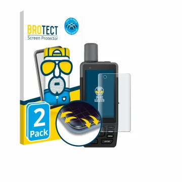 Front side of a product packaging with the brand logo BROTECT. Next to it is the device Garmin GPSMAP H1 shown with the corres