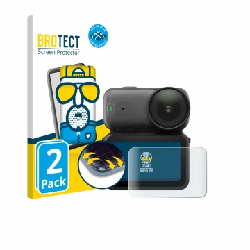 Front side of a product packaging with the brand logo BROTECT. Next to it is the device DJI Osmo Nano shown with the correspon