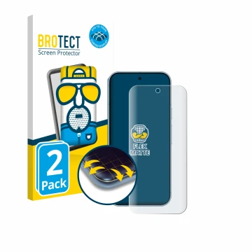 Front side of a product packaging with the brand logo BROTECT. Next to it is the device Google Pixel 9 (case-friendly) shown w
