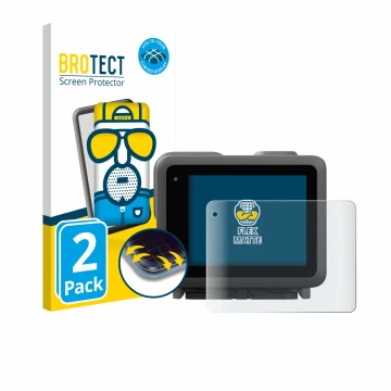 Front side of a product packaging with the brand logo BROTECT. Next to it is the device GoPro Lit Hero shown with the correspo