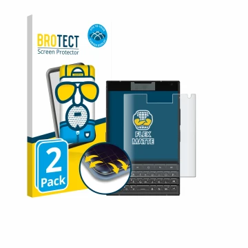 Front side of a product packaging with the brand logo BROTECT. Next to it is the device Unihertz Titan 2 shown with the corres