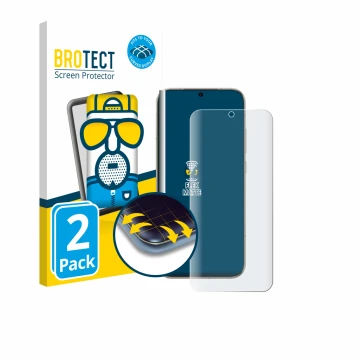 Front side of a product packaging with the brand logo BROTECT. Next to it is the device Honor Magic 8 shown with the correspon