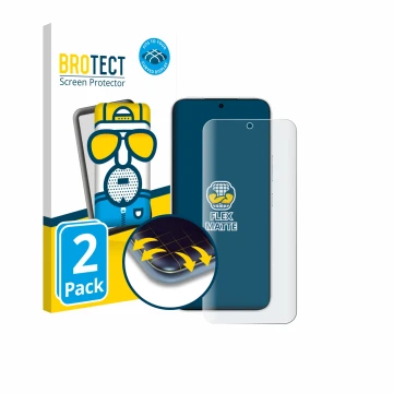 Front side of a product packaging with the brand logo BROTECT. Next to it is the device Honor 500 shown with the corresponding