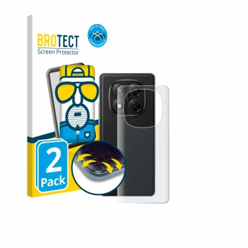 Front side of a product packaging with the brand logo BROTECT. Next to it is the device Xiaomi Redmi Note 14 Pro 4G (Back) sho