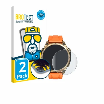 Front side of a product packaging with the brand logo BROTECT. Next to it is the device Doogee Anywise W1 shown with the corre