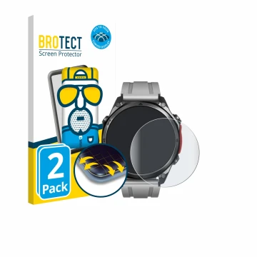 Front side of a product packaging with the brand logo BROTECT. Next to it is the device Doogee Anywise W1 Pro shown with the c