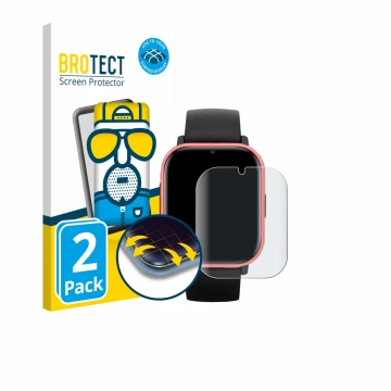 Front side of a product packaging with the brand logo BROTECT. Next to it is the device PAJ GPS Tracker Kids shown with the co