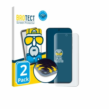 Front side of a product packaging with the brand logo BROTECT. Next to it is the device OnePlus Turbo 6V shown with the corres