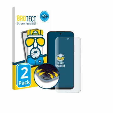 Front side of a product packaging with the brand logo BROTECT. Next to it is the device Oppo A6t Pro shown with the correspond