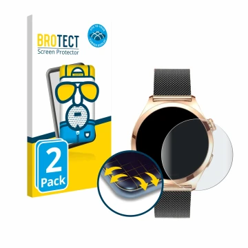 Front side of a product packaging with the brand logo BROTECT. Next to it is the device Niolina Smartwatch 1.27