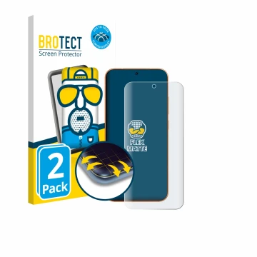 Front side of a product packaging with the brand logo BROTECT. Next to it is the device Honor Magic 8 Pro Lite shown with the 