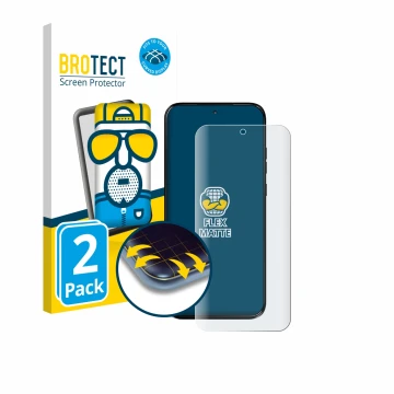 Front side of a product packaging with the brand logo BROTECT. Next to it is the device Motorola Moto G77 shown with the corre