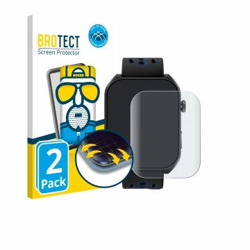 Front side of a product packaging with the brand logo BROTECT. Next to it is the device Reebok Icon Smartwatch shown with the 