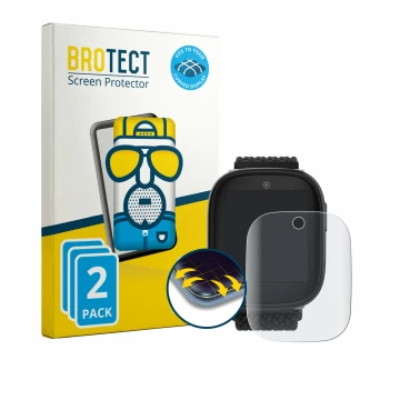 Front side of a product packaging with the brand logo BROTECT. Next to it is the device Xplora X6 Play eSIM (2nd generation) s