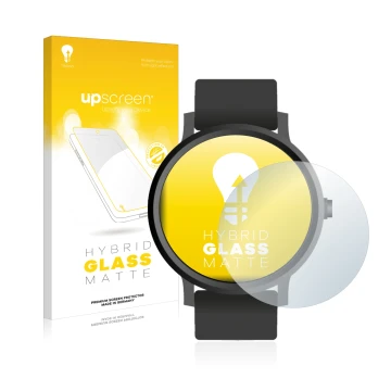 Front side of a product packaging with the brand logo upscreen. Next to it is the device Watches (Circular, ø: 42 mm) shown wi