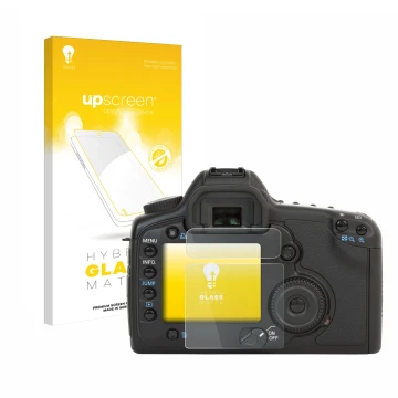 Front side of a product packaging with the brand logo upscreen. Next to it is the device Canon EOS 5D shown with the correspon