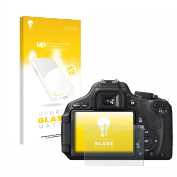 Front side of a product packaging with the brand logo upscreen. Next to it is the device Canon EOS 600D shown with the corresp