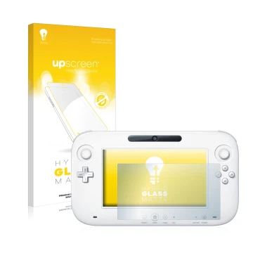 Front side of a product packaging with the brand logo upscreen. Next to it is the device Nintendo Wii U GamePad (Controller) s