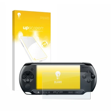 Front side of a product packaging with the brand logo upscreen. Next to it is the device Sony PSP Street E1004 shown with the 