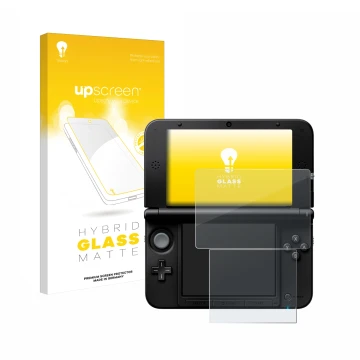 Front side of a product packaging with the brand logo upscreen. Next to it is the device Nintendo 3DS XL SPM7800 shown with th