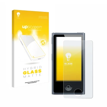 Front side of a product packaging with the brand logo upscreen. Next to it is the device Apple iPod nano 2012 (7th Gen.) shown