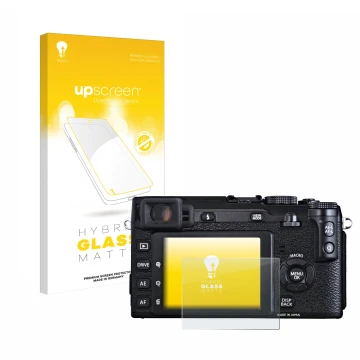 Front side of a product packaging with the brand logo upscreen. Next to it is the device Fujifilm X-E1 shown with the correspo