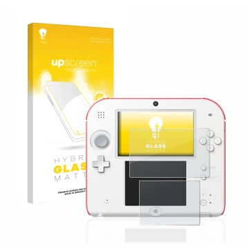 Front side of a product packaging with the brand logo upscreen. Next to it is the device Nintendo 2DS shown with the correspon