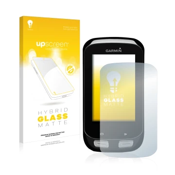 Front side of a product packaging with the brand logo upscreen. Next to it is the device Garmin Edge 1000 shown with the corre