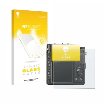 Front side of a product packaging with the brand logo upscreen. Next to it is the device Fujifilm X10 shown with the correspon