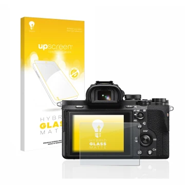 Front side of a product packaging with the brand logo upscreen. Next to it is the device Sony Alpha 7 II (ILCE-7M2) shown with