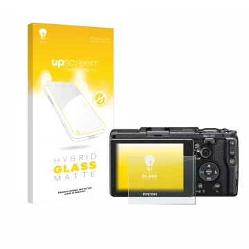 Front side of a product packaging with the brand logo upscreen. Next to it is the device Ricoh GR II 2015 shown with the corre