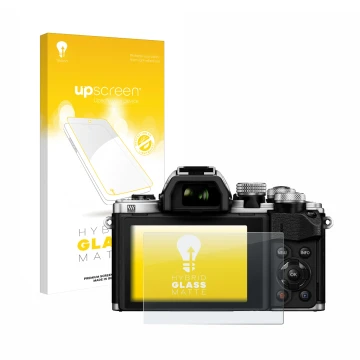 Front side of a product packaging with the brand logo upscreen. Next to it is the device Olympus OM-D E-M10 Mark II shown with