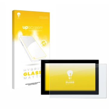 Front side of a product packaging with the brand logo upscreen. Next to it is the device Siemens Simatic Flat Panel 12