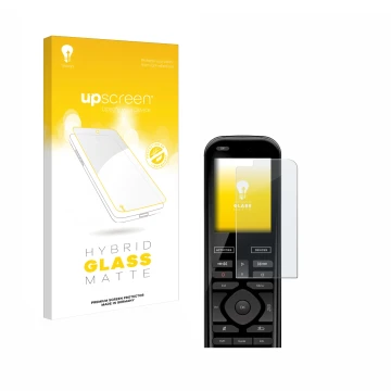 Front side of a product packaging with the brand logo upscreen. Next to it is the device Logitech Harmony 950 shown with the c