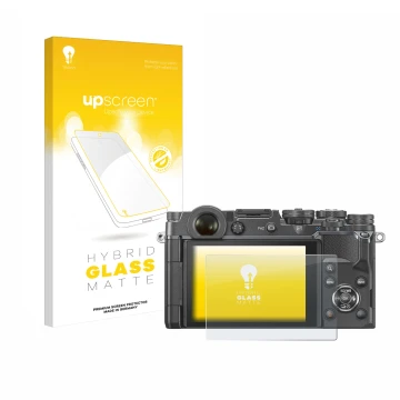 Front side of a product packaging with the brand logo upscreen. Next to it is the device Olympus PEN-F shown with the correspo