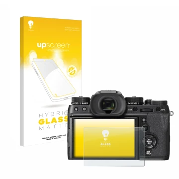 Front side of a product packaging with the brand logo upscreen. Next to it is the device Fujifilm X-T2 shown with the correspo