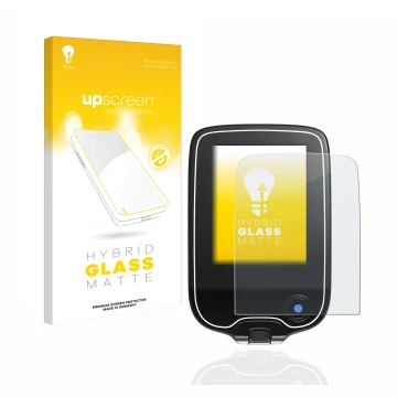 Front side of a product packaging with the brand logo upscreen. Next to it is the device Freestyle Libre shown with the corres