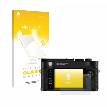 Front side of a product packaging with the brand logo upscreen. Next to it is the device Leica M10 shown with the correspondin