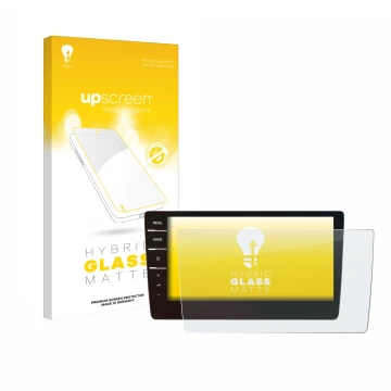 Front side of a product packaging with the brand logo upscreen. Next to it is the device Volkswagen Golf 7 Discover Pro 9.2