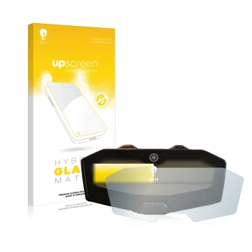 Front side of a product packaging with the brand logo upscreen. Next to it is the device Yamaha MT-07 2018-2020 shown with the
