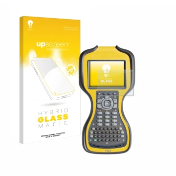 Front side of a product packaging with the brand logo upscreen. Next to it is the device Trimble TSC3 shown with the correspon