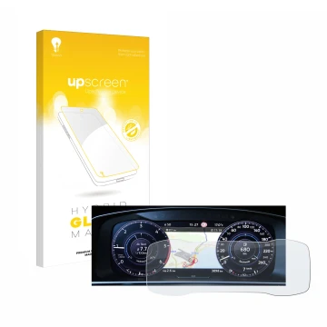 Front side of a product packaging with the brand logo upscreen. Next to it is the device Volkswagen Golf 7 Active Info Chockpi