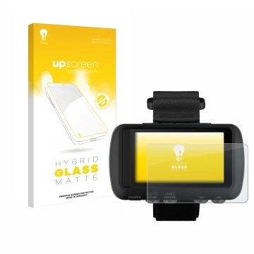 Front side of a product packaging with the brand logo upscreen. Next to it is the device Garmin Foretrex 601 shown with the co