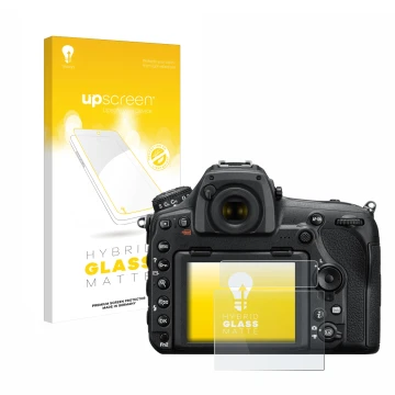 Front side of a product packaging with the brand logo upscreen. Next to it is the device Nikon D850 shown with the correspondi