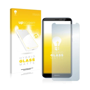 Front side of a product packaging with the brand logo upscreen. Next to it is the device Huawei Mate 10 Lite shown with the co