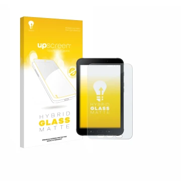 Front side of a product packaging with the brand logo upscreen. Next to it is the device Samsung Galaxy Tab Active 2 shown wit