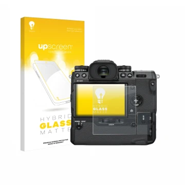 Front side of a product packaging with the brand logo upscreen. Next to it is the device Fujifilm X-H1 shown with the correspo