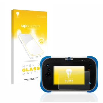 Front side of a product packaging with the brand logo upscreen. Next to it is the device Vtech Storio Max 2.0 shown with the c