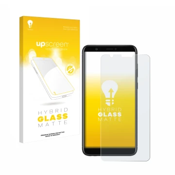 Front side of a product packaging with the brand logo upscreen. Next to it is the device Huawei P smart 2018 shown with the co